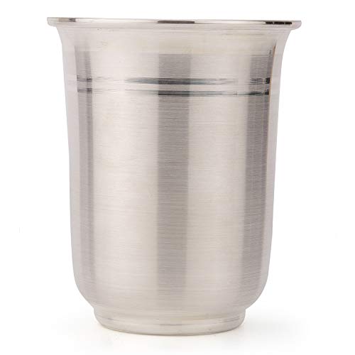 Image of Osasbazaar Pure Silver Glass Tumbler - Mehra Design - 97%-99% Pure BIS Hallmarked (Pack of 1), 150 ml