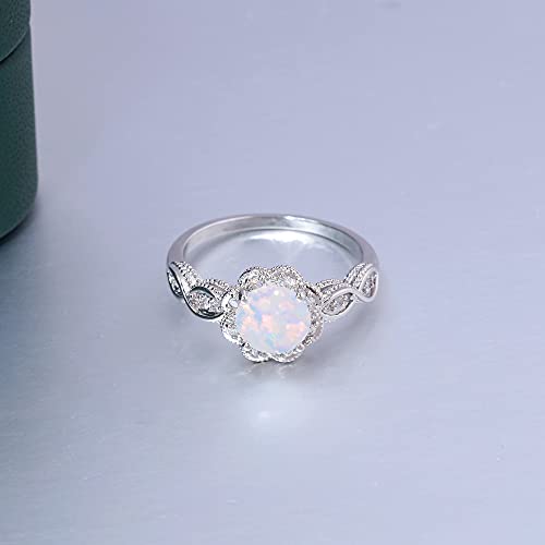 CiNily 18K Gold Plated Opal Ring-White Fire Opal & Amethyst & Cubic Zirconia Women Jewelry Gemstone Engagement Anniversary Ring Size 5-134