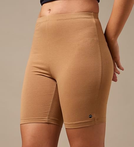 Image of URBAN ADVENTURE High Coverage Premium Cotton Spandex Mid Waist Elastane Stretch Shorties - Gym -Cycling Shorts /Tights for Women