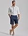 COOFANDY Men's Casual Dress Shorts 9 Inch Linen Wrinkle Free Bermuda Pleated Front Dressy Fashion Shorts Navy Blue