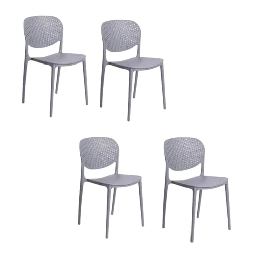 Image of INNOWIN Casper Stackable Arm Chair | Accent Chair for Living Room Home, Bedroom, Cafe and Hotels | 3- Year Warranty | Set of 4 | Plastic | Grey