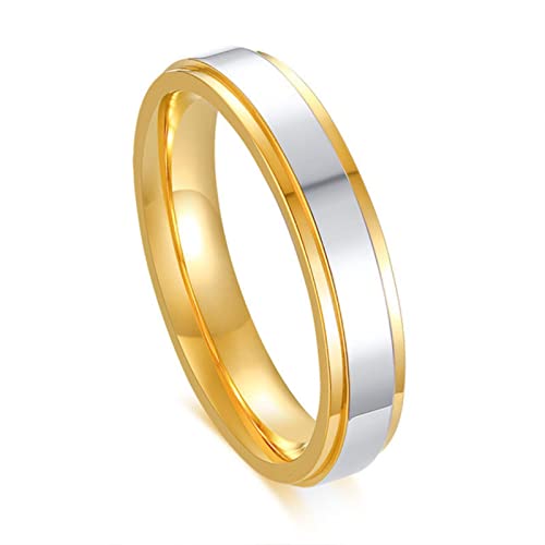 HCMA Nuevo Anillo de alianzas de Boda de Color Dorado y Plateado para Mujer, Hombre, Acero de Titanio, Anillo de Regalo para Amantes para Siempre