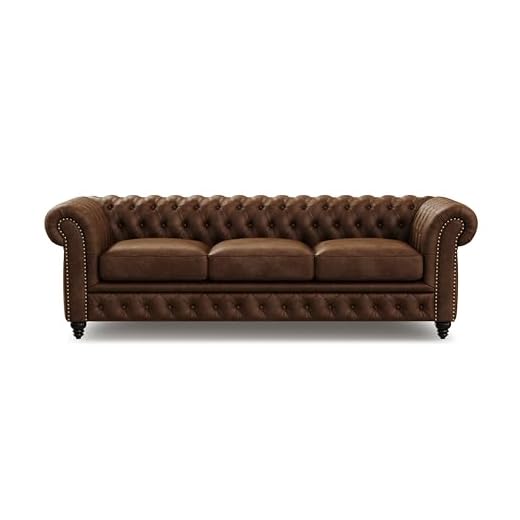 23+ Chic Old Money Living Room Ideas for Timeless Elegance 3 Valencia Parma 92" Leather Chesterfield Sofa | Full-Aniline 3 Seats Italian Leather Couch | Artisan Crafted Nailheads | Mid Century Classic Design - Leather Sofa, Chocolate