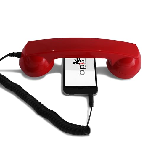 Opis 60s Micro: Un Combiné Téléphone Portable Rétro et Combiné USB-C/Jack pour iPhone 15+ et Android (Rouge)