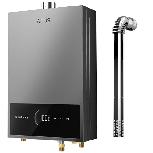 APUS Tankless Water Heater Natural Gas, Up to 4.42 GPM, Indoor Tankless Water Heater, 95,000 BTU on Demand Instant Hot Water Heaters with Smart Digital Display,Space Gray