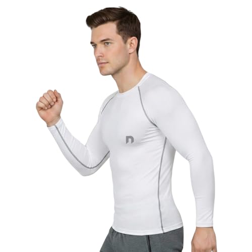 Image of NEVER LOSE Men's Compression Ultima T-Shirt Top Skin Tights Fit Lycra Inner Wear Full Sleeve for Gym Cricket Football Badminton Sports Combo (Pack of 2)