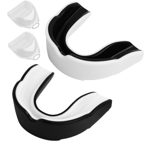 2PCS Protector Bucal Deportivo para Adultos, Bucal boxeo, Bucal boxeo, Protector Bucal Adultos y Niños, Bucal Deportivo, Fácil de Usar - Amplias Aplicaciones