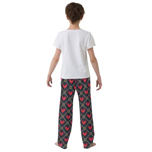 ZZXXB Rooster Swirl Boys Long Pants Soft Trousers Elastic Waist Kids Lounge Bottoms with Pockets S-XL3
