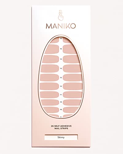 MANIKO® Skinny - Nude - Selbstklebende Nagelfolie aus Nagellack - Nagelaufkleber für bis zu 4 Anwendungen - Vegan & Langanhaltend - Perfekte Maniküre (26 Nagellack-Streifen) Cover