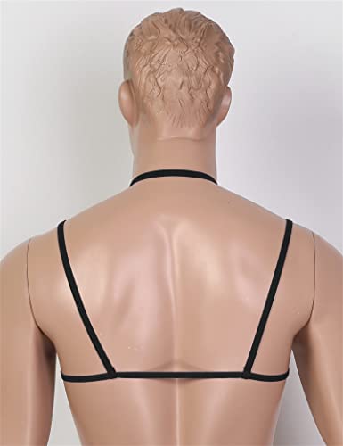 Men's Sissy Lingerie Lace Halter Bralette with Adjustable Straps Hollow Out Nipples Bra Top Underwear Sleepwear (Black,Large) - Image 6