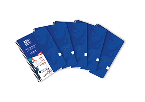 Oxford Touch Notebook A4+ Ruled 7mm Soft Touch Cover Double Spiral 180 Pages, 5 Pcs, bule