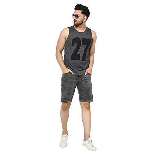 Image of RIGO Men's Letter Print Slim Fit Vest (SD02201039 Charcoal