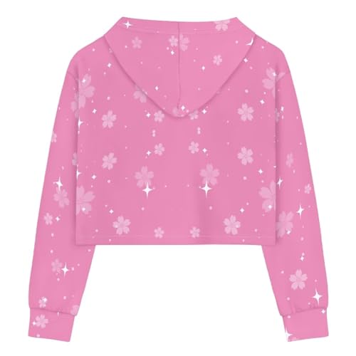 Girls Stylish Cropped Hoodie Long Sleeve Sweatshirt Short Top Fashion Round Neck Pullover for Kids Size 5-142