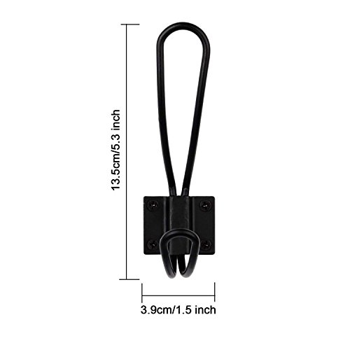 Rustic-Entryway-Hooks-10-Pack-of-Black-Wall-Mounted-Vintage-Double-Coat-Hangers-with-Large-Metal-Screws-Included Rustic Entryway Hooks 10 Pack of Black Wall Mounted Vintage Double Coat Hangers with Large Metal Screws Included