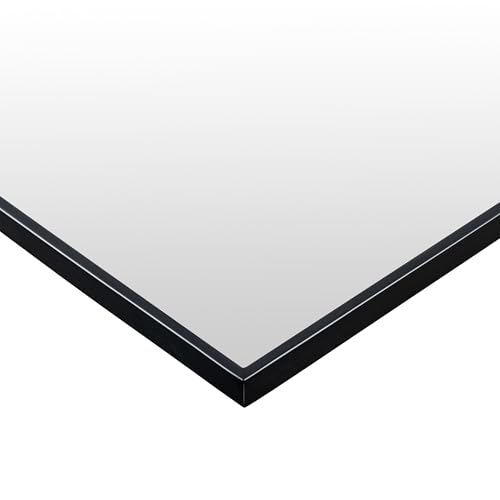 Image of TEHOME Black Bathroom Vanity Mirror with Squared Corners, 24x36'' Matt Black Rectangle Stainless Steel Metal Framed Mirror for Bathroom