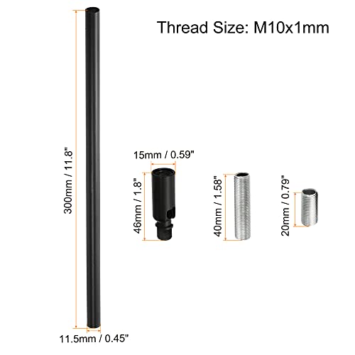 sourcing map Verlängerungsstangensatz mit M10 11,8 Überwurfmutter mit Deckenadapter schwarz
