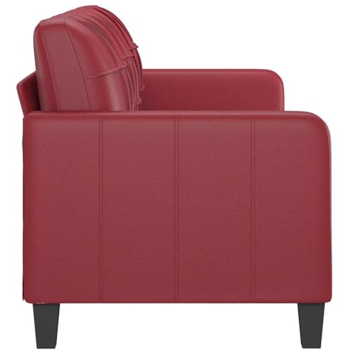 Willood 3-Sitzer-Sofa Couch für Wohnzimmer, Polstersofa mit Metallgestell, Loungesofa Zweisitzer Wohnzimmersofa Wohnzimmermöbel Weinrot 180 cm Kunstleder – Bild 6
