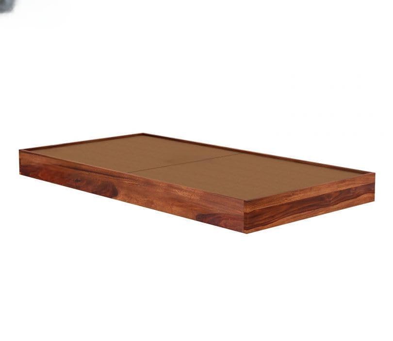 Image of Solid Sheesham Wooden Bed 6X3 Low Floor Platform Bed for Bedroom | Wooden Single Bed Cot Without Storage | Modern Minimalist Bed Frame | Heavy Duty Solid Wood 6X3 Bed | (Walnut Finish)