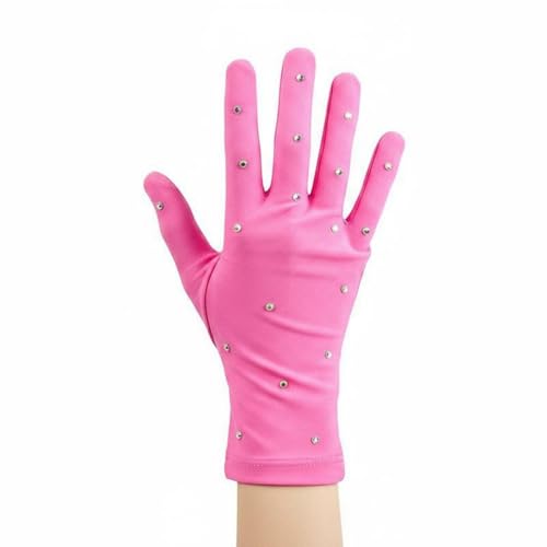 Guantes elásticos rosa talla S para ceremonias de patinaje artístico sobre hielo