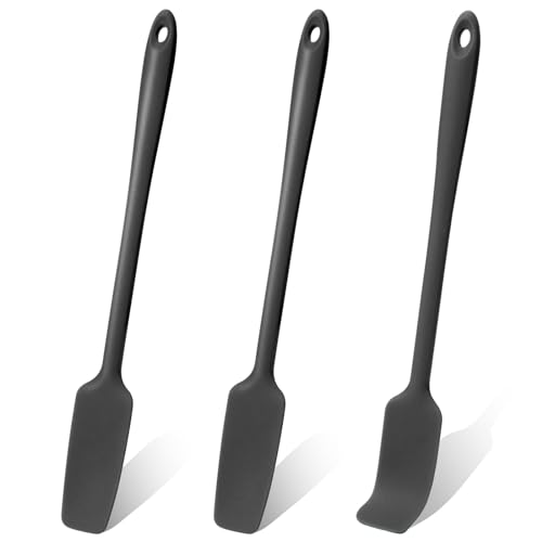 3 Pcs Small Spatulas Set Silicone Jar Spatulas with Long Handle Heat Resistant Non-Stick Mini Spatulas Jam Spreader Scraper Narrow Rubber Spatula for Baking and Cake Icing Kitchen Use 11 Inches