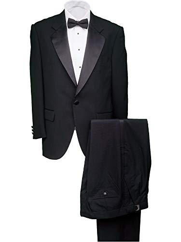 Broadway Tuxmakers Men\'s 100% Wool 1 Button Classic Notch Collar Tuxedo Jacket,Black,46 Short