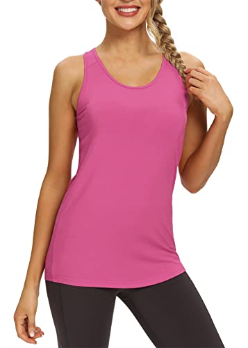 Image of Mippo Womens Long Workout Tops Racerback Athletic Yoga Gym Tank Top Sports Tennis Shirt