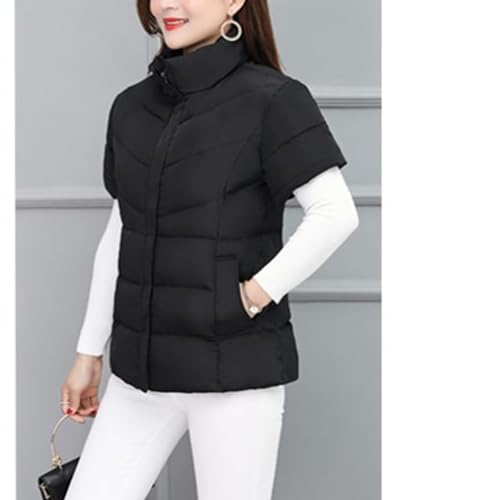 JEsilunmaMY Women's Short Sleeve Crop Puffer Vest Stand Collar Thick Down Coats with Pocket Winter Coat Warm Padded Jacket3