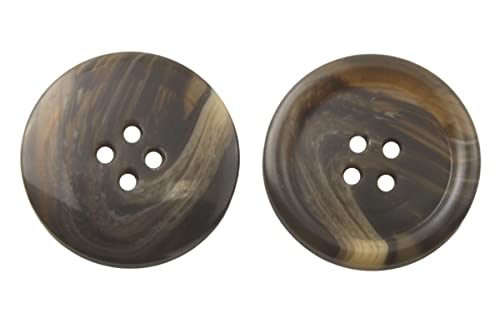 MAHAVIMOKSA Round Resin Sewing Buttons 4 Holes for DIY Craft Sweater Shirt Clothing (25mm/1", Brown)