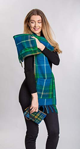 Patrick King Woollen Company Long Merino Wool Scarf with Pockets - Nova Scotia Fringed Plaid Oversized Scarf 10" x 69" for Men Women Made of Heavy Warm Wool Thick Durable4