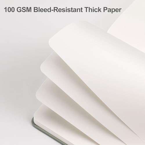 Image of EMSHOI Blank Journal Notebook, 192 Pages, A5 Size (5.7'' x 8.3'') | Leather Hardcover, 100 GSM Thick Paper, Unlined, Plain, for Sketching, Drawing, Painting, Sun Debossed (Light Green)