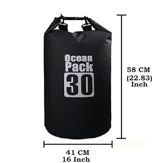 Image of Waterproof Dry Bag with Floating and Lightweight Bags for Kayaking Rafting Boating River Trekking-Black Color (30 Liter)