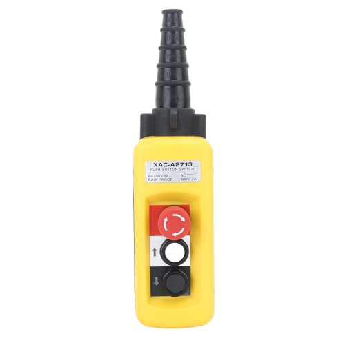 Crane Push Button Switch 2 Buttons AC250V 5A AC500V 2A Normally Open Hoist Control for Crane Emergency Stop for Warehouse
