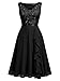 MISSMAY Women's Vintage V-Neck Sequin Formal Party A-Line Dress (Small, Black)