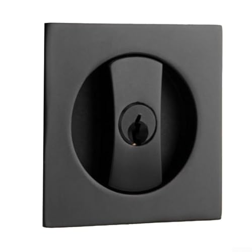 Cerradura de puerta cuadrada de aleación de zinc con llave para privacidad en puertas correderas, para uso en baño y dormitorio, ofrece un cierre seguro con diseño de gancho integrado (negro)