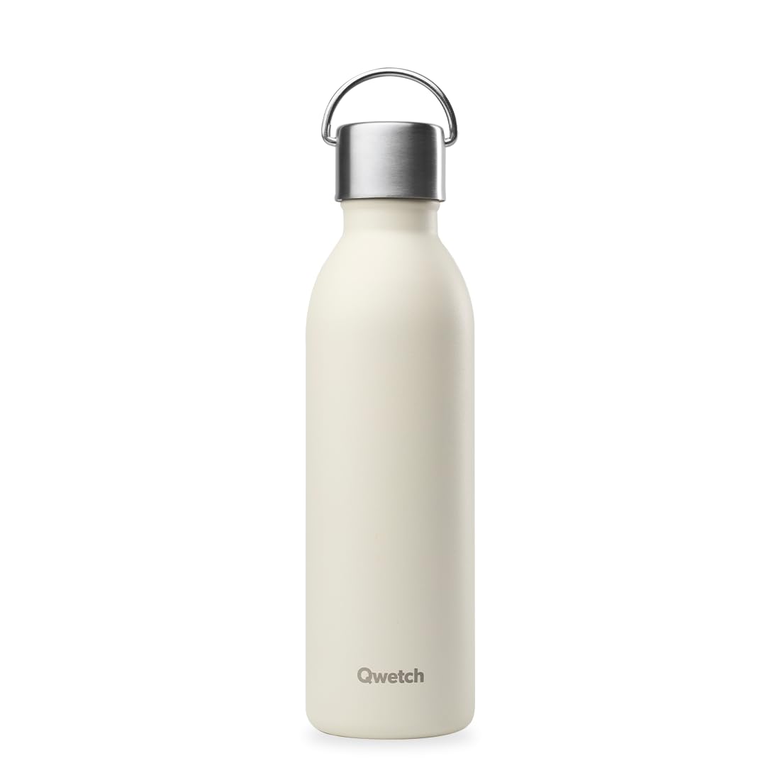 Qwetch - Bouteille Isotherme Active Sable 600ml - Gourde avec Anse Inox Recyclé - 24h Froid et 12h Chaud - Etanche & Compacte