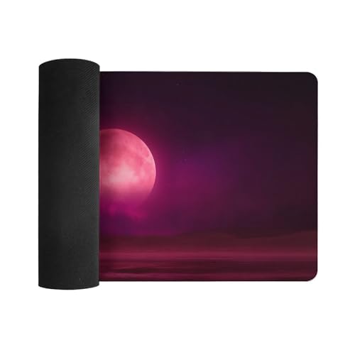 Image of Purple Moon Mountain Extended Gaming Mouse Pad, with Stitched Edges Large Mouse Pad Desk Protector, Rubber Base Mousepad Keyboard Mouses Mat for Work Game Office Home- 32 inch X 16 inch Inch