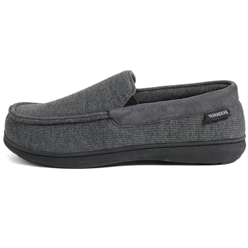 Image of ULTRAIDEAS Men's Moc-Toe Slippers Loafer House Shoes Indoor Outdoor Memory Foam with Breathable&Warm Knit Upper