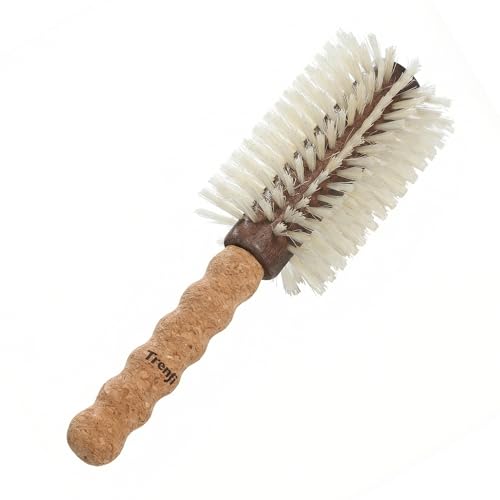 TRENFI Professional Boar Bristle Round Brush for Blow Drying | 2.75' Large Volume Barrel | Ultra-Light Cork Handle | Volumizing & Smoothing Tool for Fine, Thin Hair | Salon Blowout Results