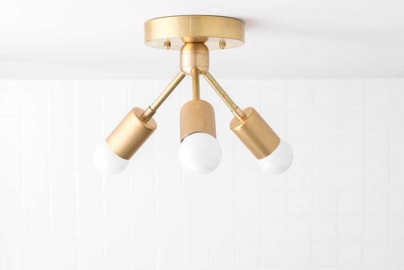 Wall Lights Store Modern 3 Black/Brass Holder Mid Century Modern Handcrafted Antique Chandelier with White Globe Shade Ceiling Fixture