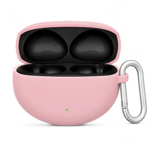 Image of Silicone Case for Oppo Enco Air 5 TWS Earbuds, Shockproof Cover with Heavy Duty Carabiner, LED Visible (Pink)