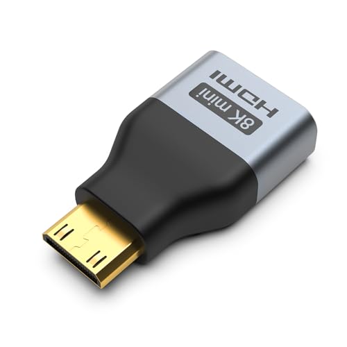 VCE Mini HDMI to HDMI Adapter, 8K@60Hz/4K@120Hz UHD Gold-Plated Converter and Alloy Housing 48Gbps HDMI 2.1 High-Speed for Camera, Tablet, Laptop to TV, Monitor, Projector, PS5, Xbox