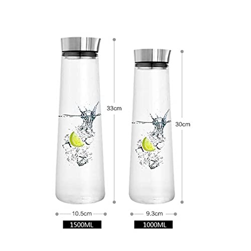 Kubek do kawy 1000 ml / 1500 ml dzbanek na wodę pogrubione szkło duża butelka na wodę z pokrywką ze stali nierdzewnej karafka wrząca woda dzbanek do soku szklana butelka (pojemność: 1,0 l, kolor: przezroczysty)