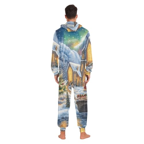 Pijama de una pieza para adultos ropa de dormir navideña con capucha y cremallera unisex 7