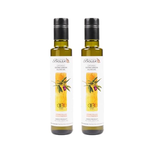 Biolea (ビオレア) オーガニック エキストラバージン オリーブオイル (ギリシャ クレタ島産) 石臼圧搾 コールドプレス 伝統製法 有機 無添加 (250ml) (225g×2本, ノーマル)