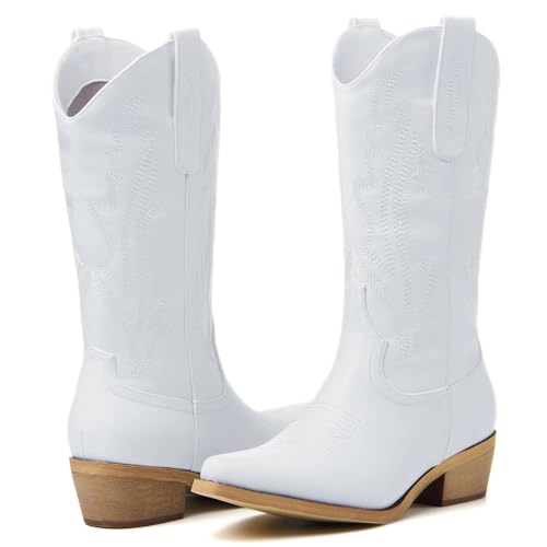 Image of Cowboy Boots for Women, Cowgirl Boots with Embroidered and Chunky Heel, Ideal for Daily Wear and Country Fashion