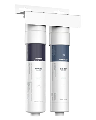 Woder WD-D-FRM-G4-JG Dual Stage Fluoride Removal Quick Connect Inline Water Filtration System. Removes Chlorine, Lead, Chromium 6, Heavy Metals, Odors/Contaminants Removal - US Made