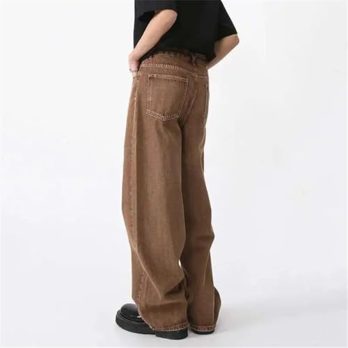 Men’S Casual Denim Trousers Loose Wide Leg Male Jeans Chic with Pockets3