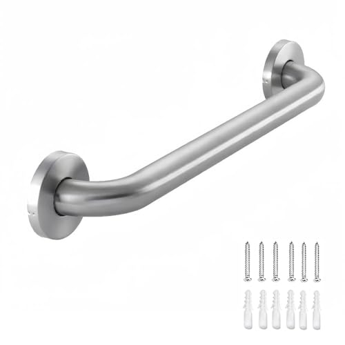 Stainless Steel Bathroom Safety Shower Grab Bar, Anti Slip Bathtubs Grab Bars,Toilet Assist Saft Handle Handrail ADA Compliant 500lbs for Handicap Elderly Senior (Brushed, 12 Inches)