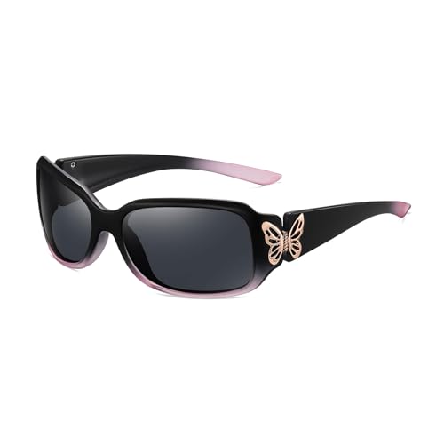 Image of HAOLOTA Women's Polarized Sunglasses - Fashionable Wraparound Butterfly Design with UV400 Protection