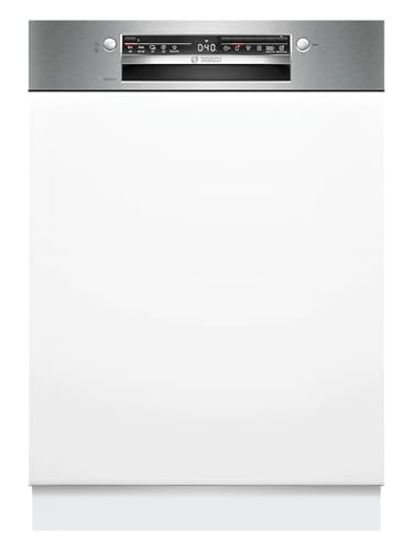 Bosch SMI2HTS08E Serie 2 Teilintegrierter Geschirrspüler, 60 cm, Smart Start, AquaStop, Silence on demand, Ferndiagnose, Extra Trocknen, Favoritenprogramm, Programmassistent, Gebürsteter Stahl